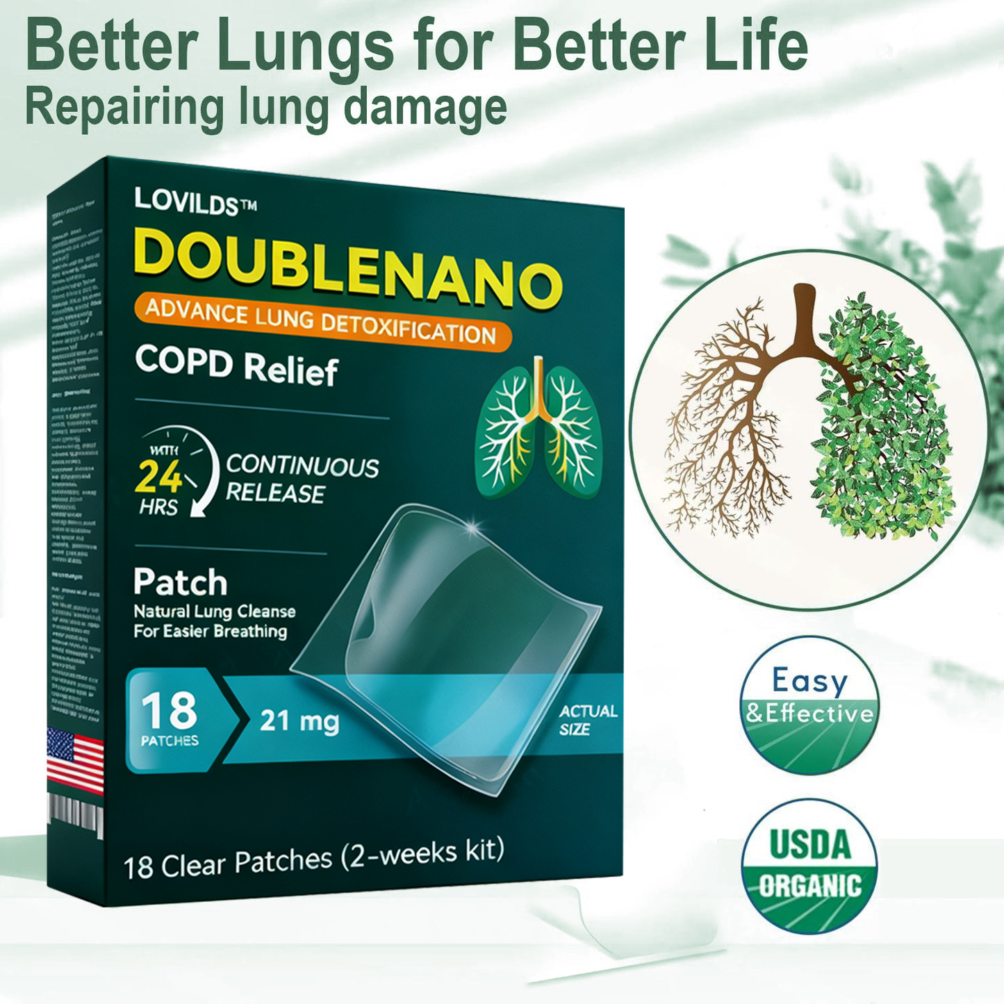 💝💝FDA Approved LOVILDS™ DoubleNano COPD Relief Patch (💝 Cough, wheezing, shortness of breath, sputum, stuffy nose, bronchitis, bronchitis, allergy symptoms, lung discomfort🫁)